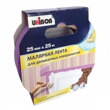 Скотч малярный Unibob 25 мм x 25 м для деликатных поверхностей